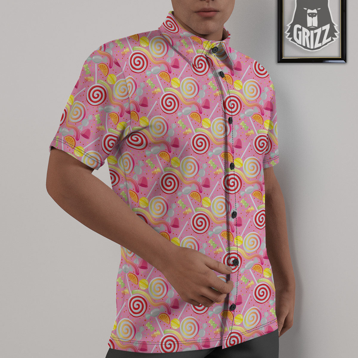 Candy Colorful Print Pattern Untucked Shirts-grizzshop