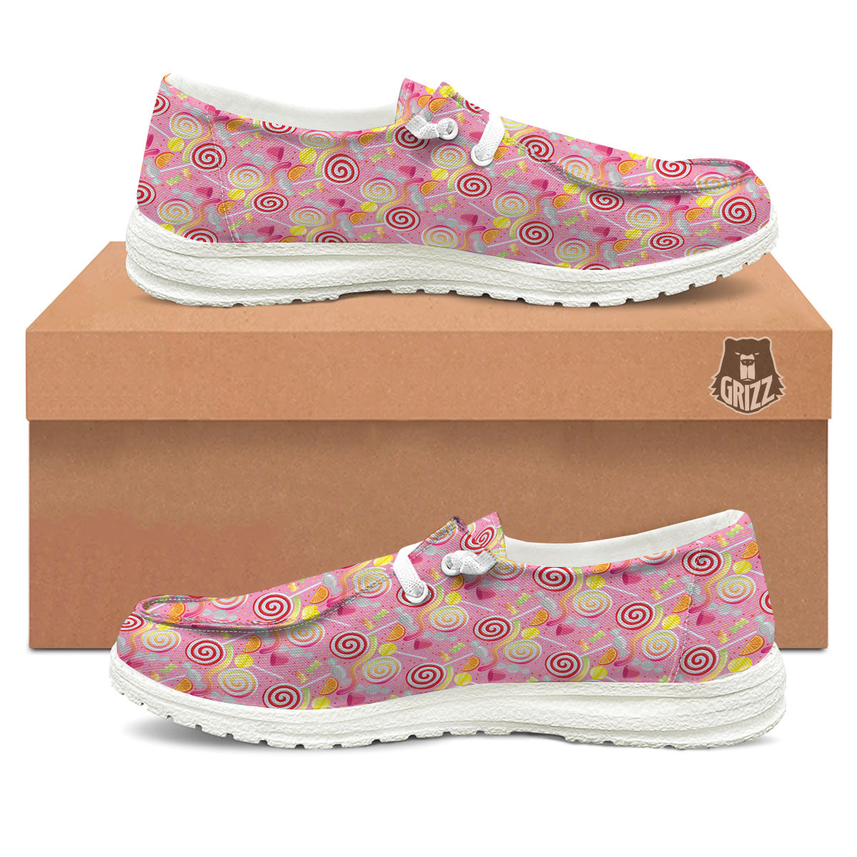 Candy Colorful Print Pattern White Loafers-grizzshop