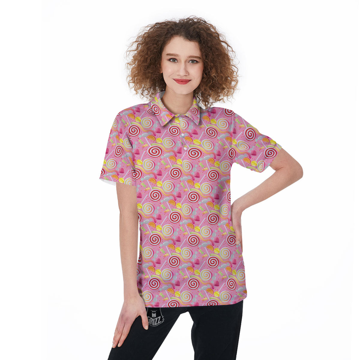 Candy Colorful Print Pattern Women's Golf Shirts-grizzshop