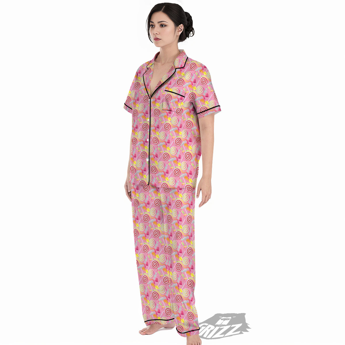 Candy Colorful Print Pattern Women's Pajamas Set-grizzshop