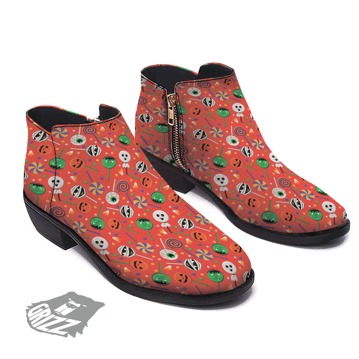 Candy Cute Halloween Print Pattern Ankle Boots-grizzshop