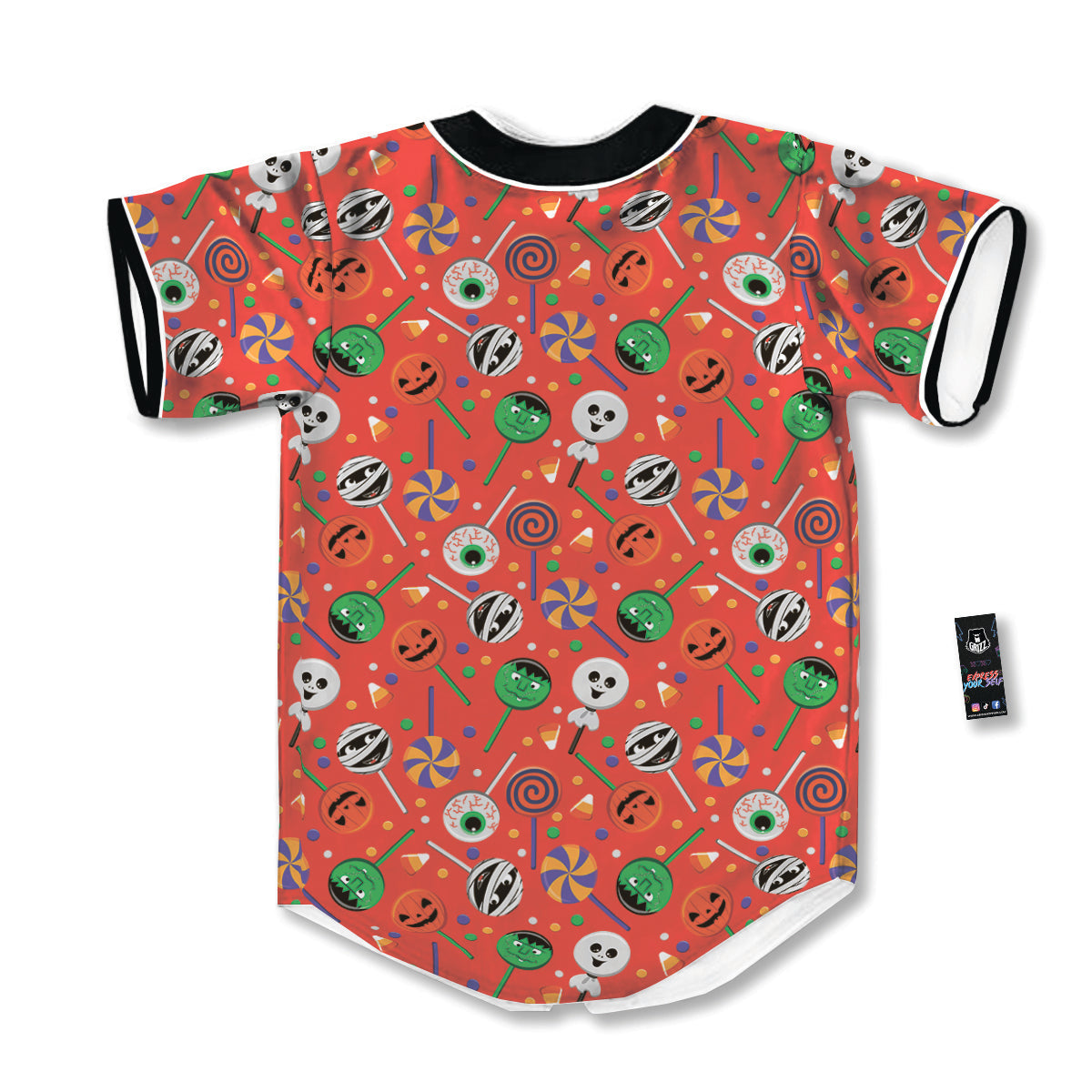 Candy Cute Halloween Print Pattern Baseball Jersey-grizzshop