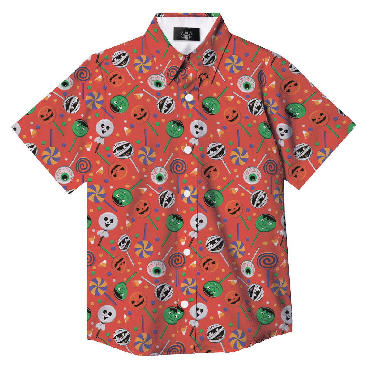 Candy Cute Halloween Print Pattern Button Up Shirt-grizzshop