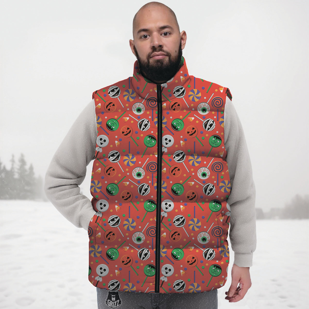 Candy Cute Halloween Print Pattern Down Vest