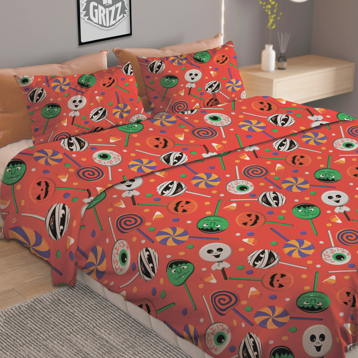 Candy Cute Halloween Print Pattern Duvet Cover Bedding Set