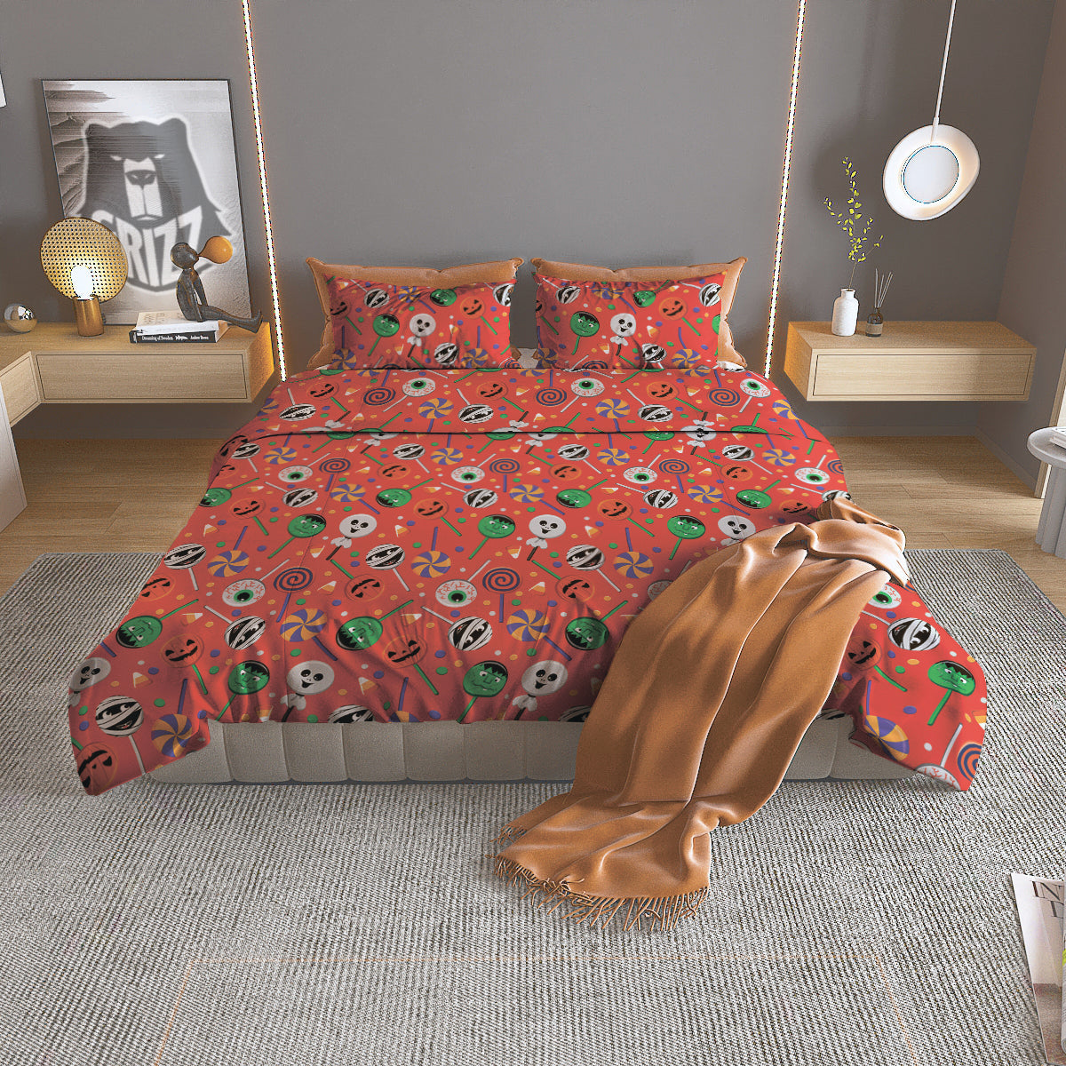 Candy Cute Halloween Print Pattern Duvet Cover Bedding Set