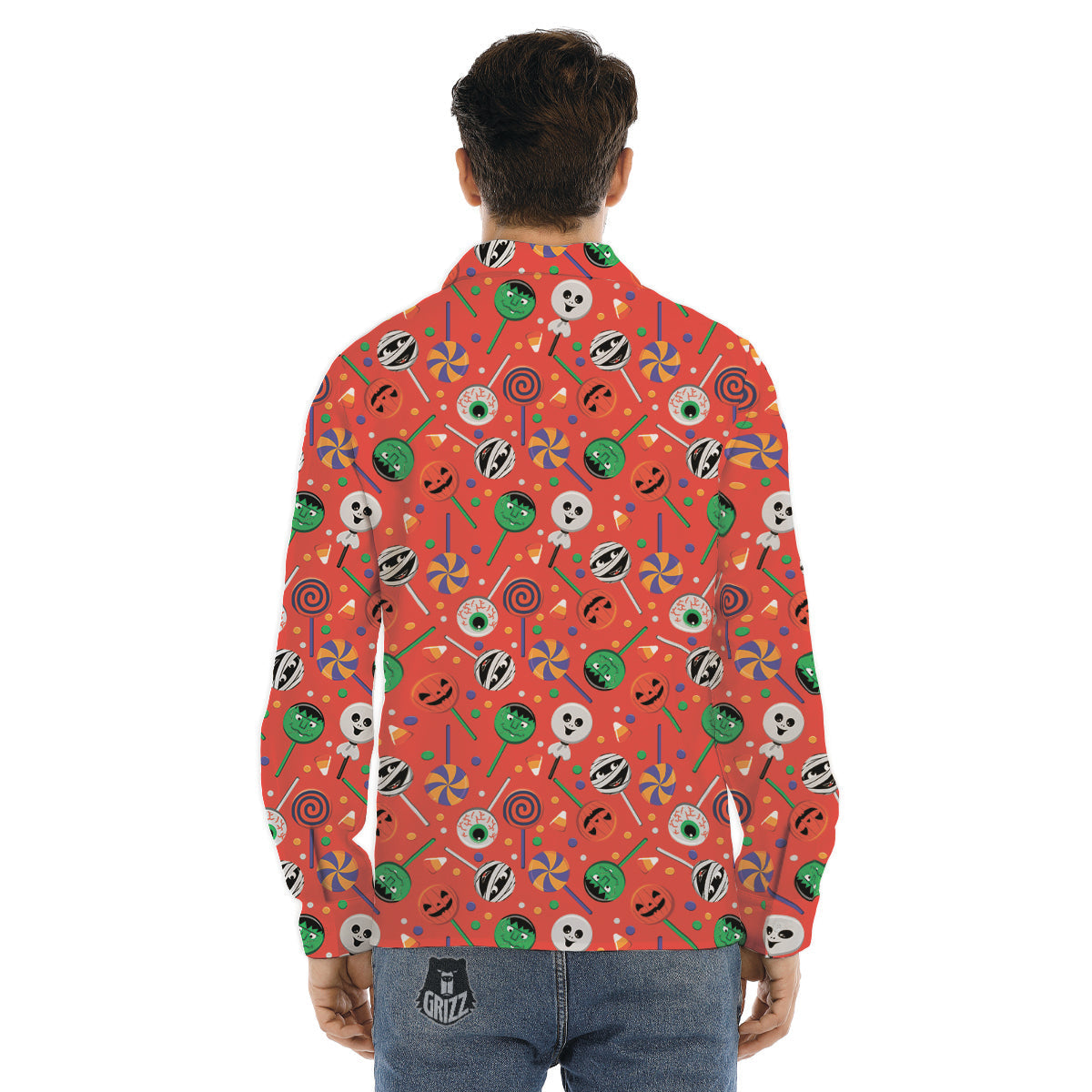 Candy Cute Halloween Print Pattern Men's Dress Shirts-grizzshop