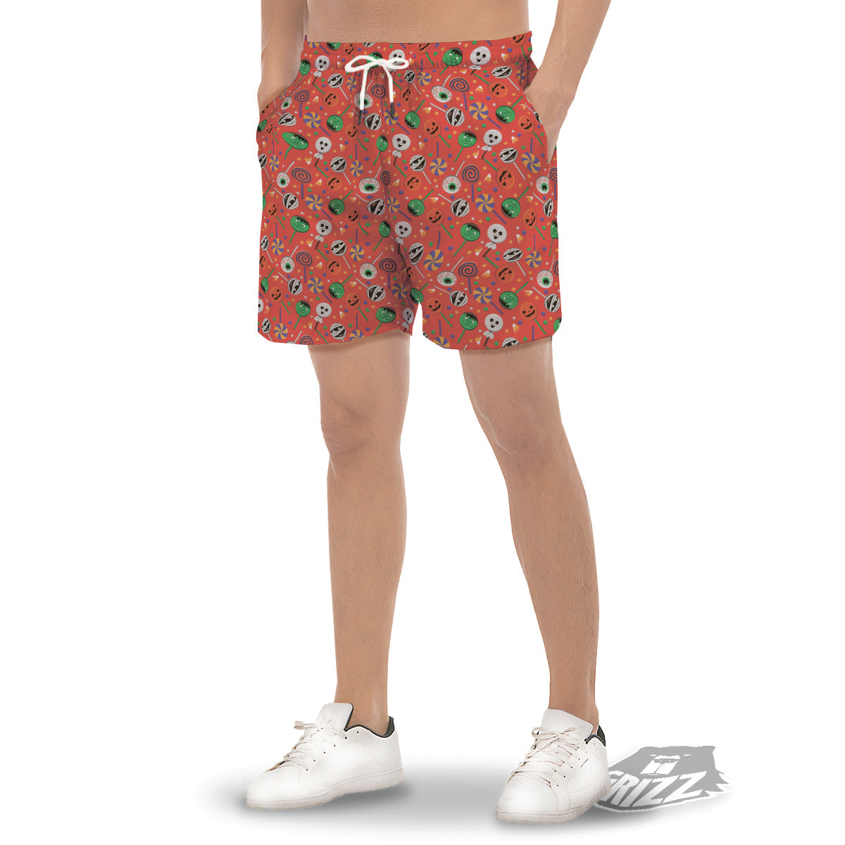 Candy Cute Halloween Print Pattern Men's Gym Shorts-grizzshop