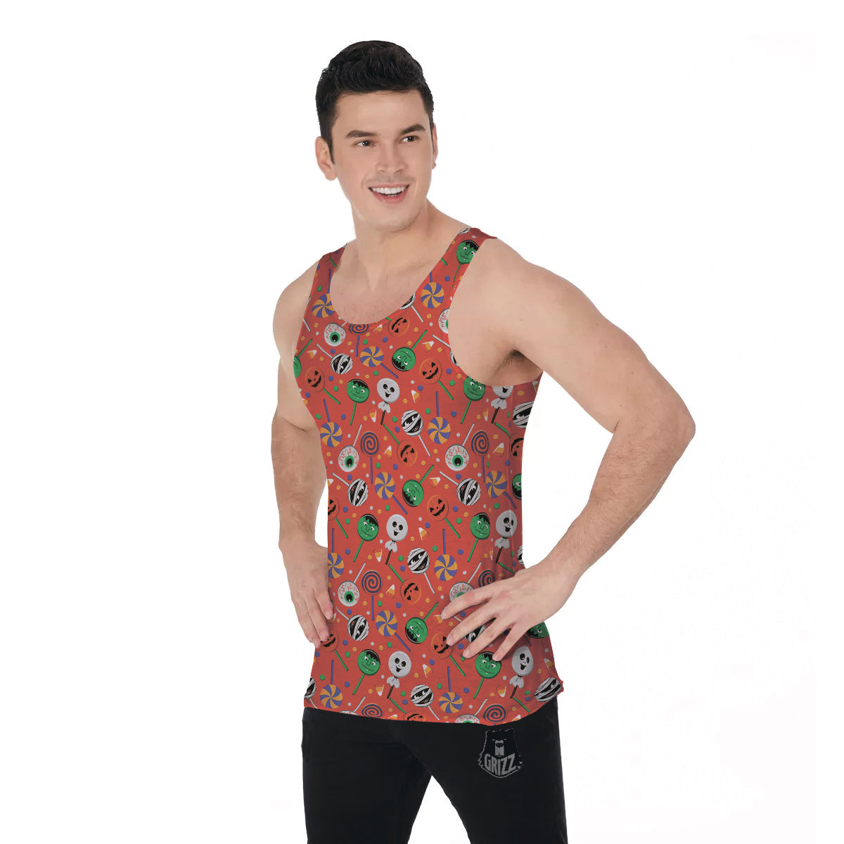 Candy Cute Halloween Print Pattern Men's Tank Top-grizzshop