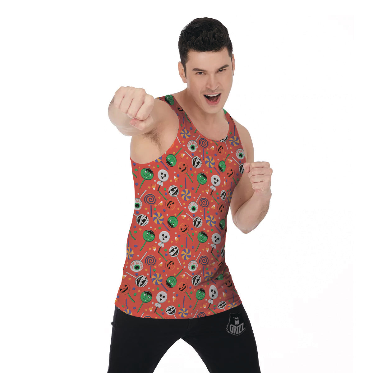 Candy Cute Halloween Print Pattern Men's Tank Top-grizzshop