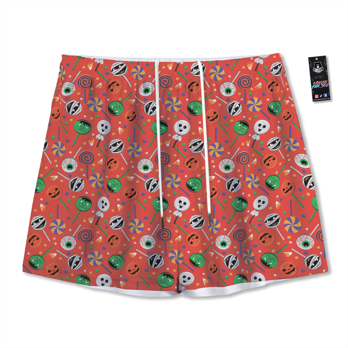 Candy Cute Halloween Print Pattern Mesh Shorts