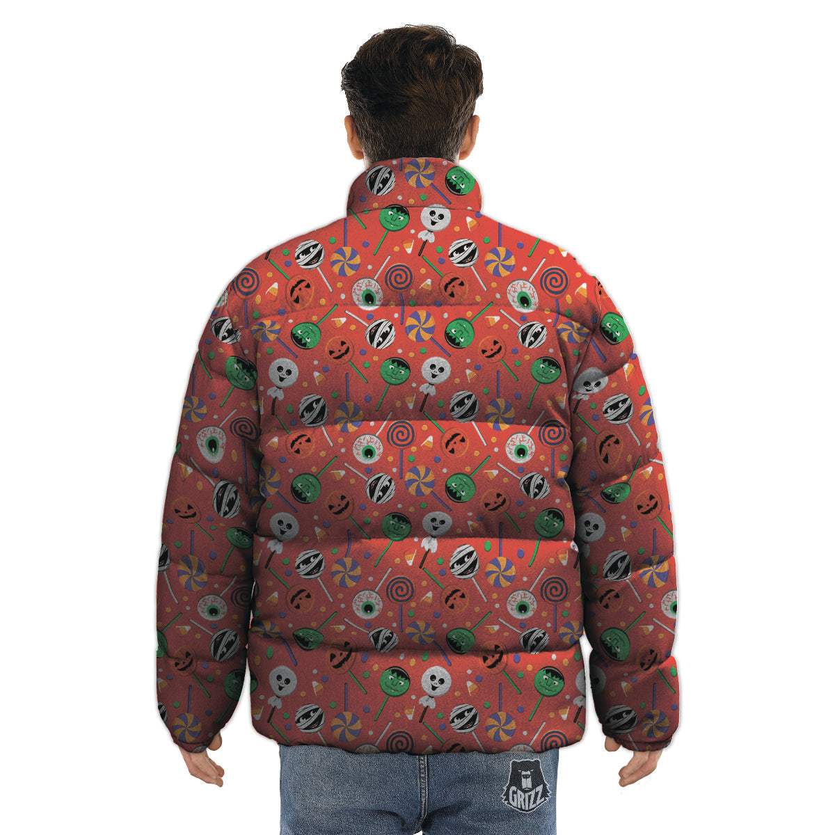 Candy Cute Halloween Print Pattern Puffer Jacket-grizzshop