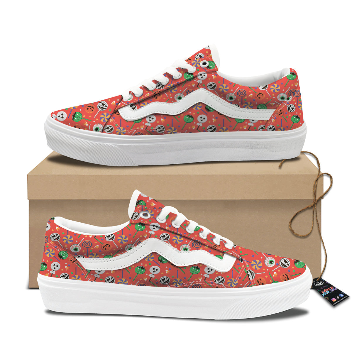 Candy Cute Halloween Print Pattern Skate Shoes-grizzshop