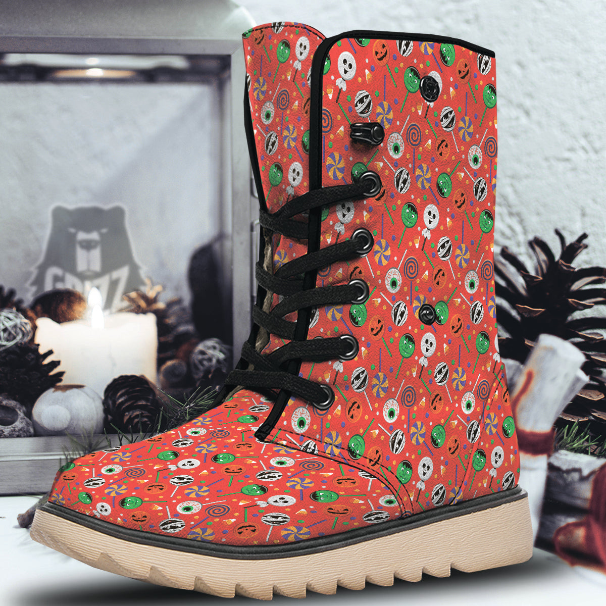 Candy Cute Halloween Print Pattern Snow Boots-grizzshop