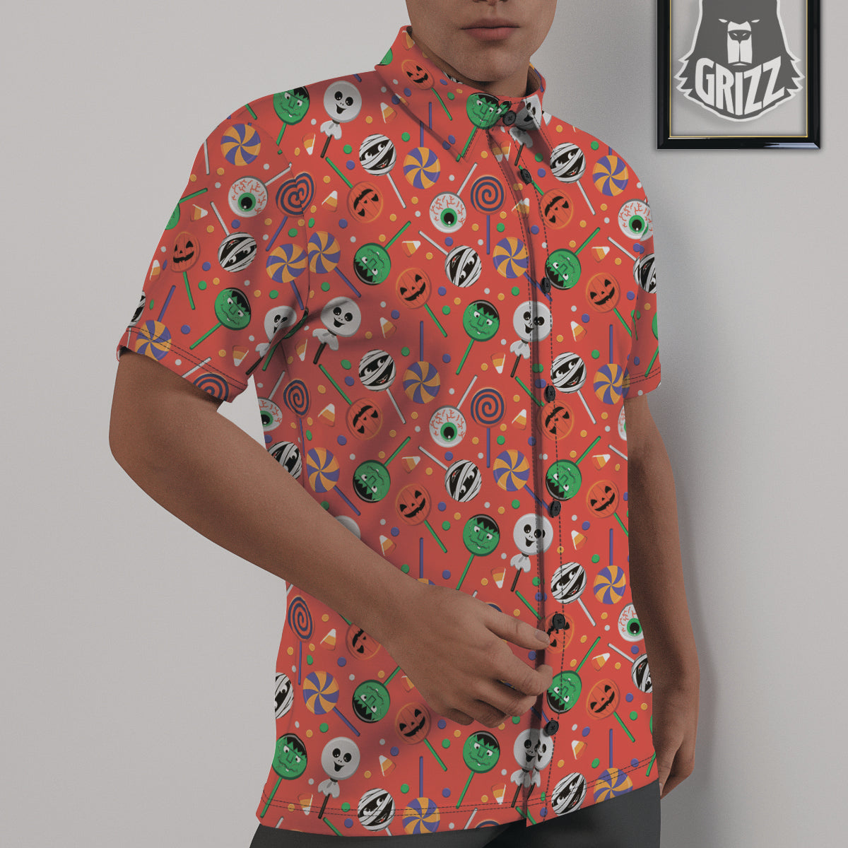 Candy Cute Halloween Print Pattern Untucked Shirts-grizzshop
