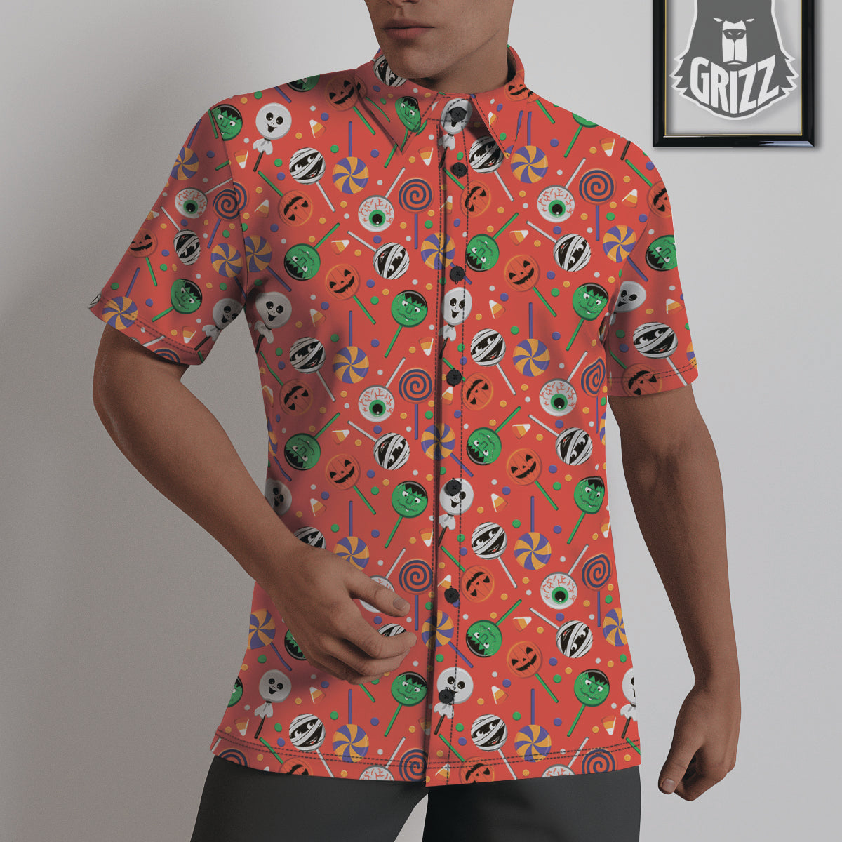 Candy Cute Halloween Print Pattern Untucked Shirts-grizzshop