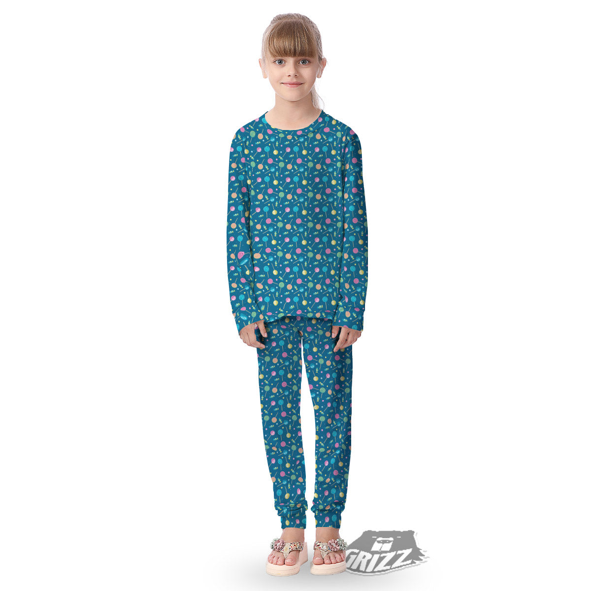 Candy Cute Print Pattern Kid's Pajamas-grizzshop