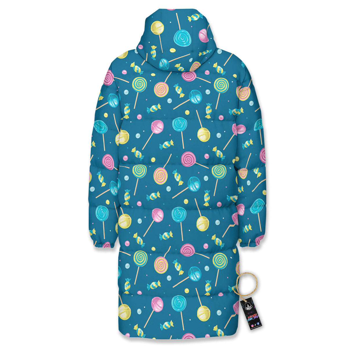 Candy Cute Print Pattern Long Down Jacket-grizzshop
