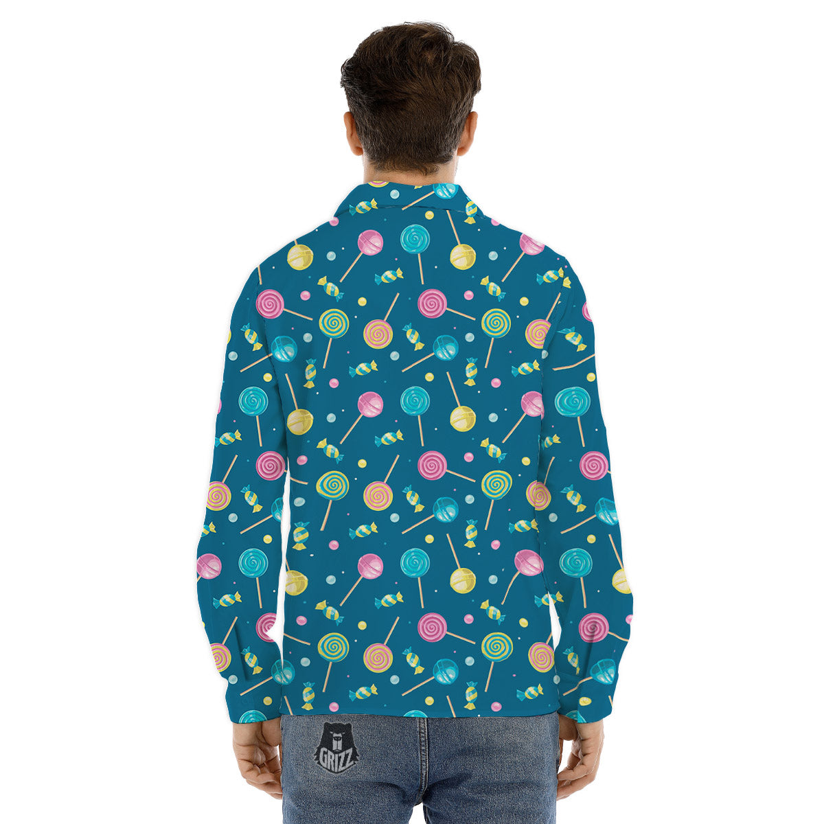Candy Cute Print Pattern Men's Dress Shirts-grizzshop