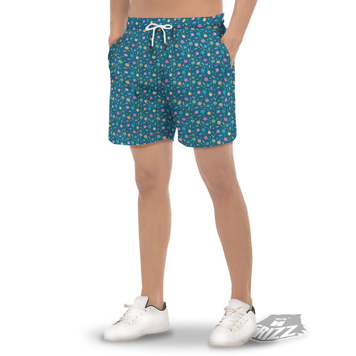 Candy Cute Print Pattern Men's Gym Shorts-grizzshop