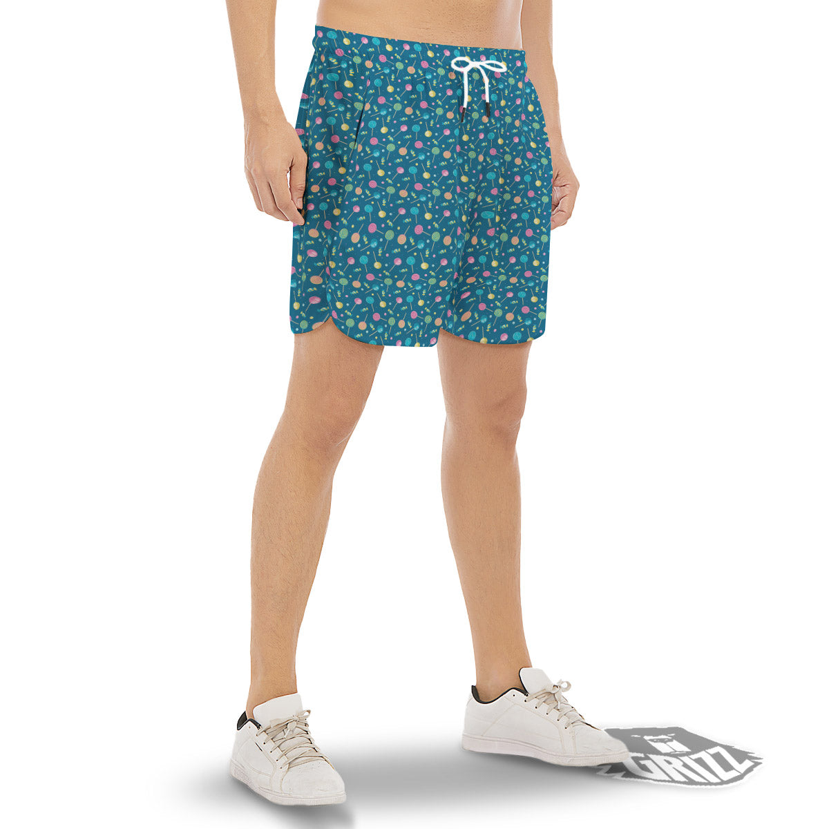 Candy Cute Print Pattern Men's Gym Shorts-grizzshop