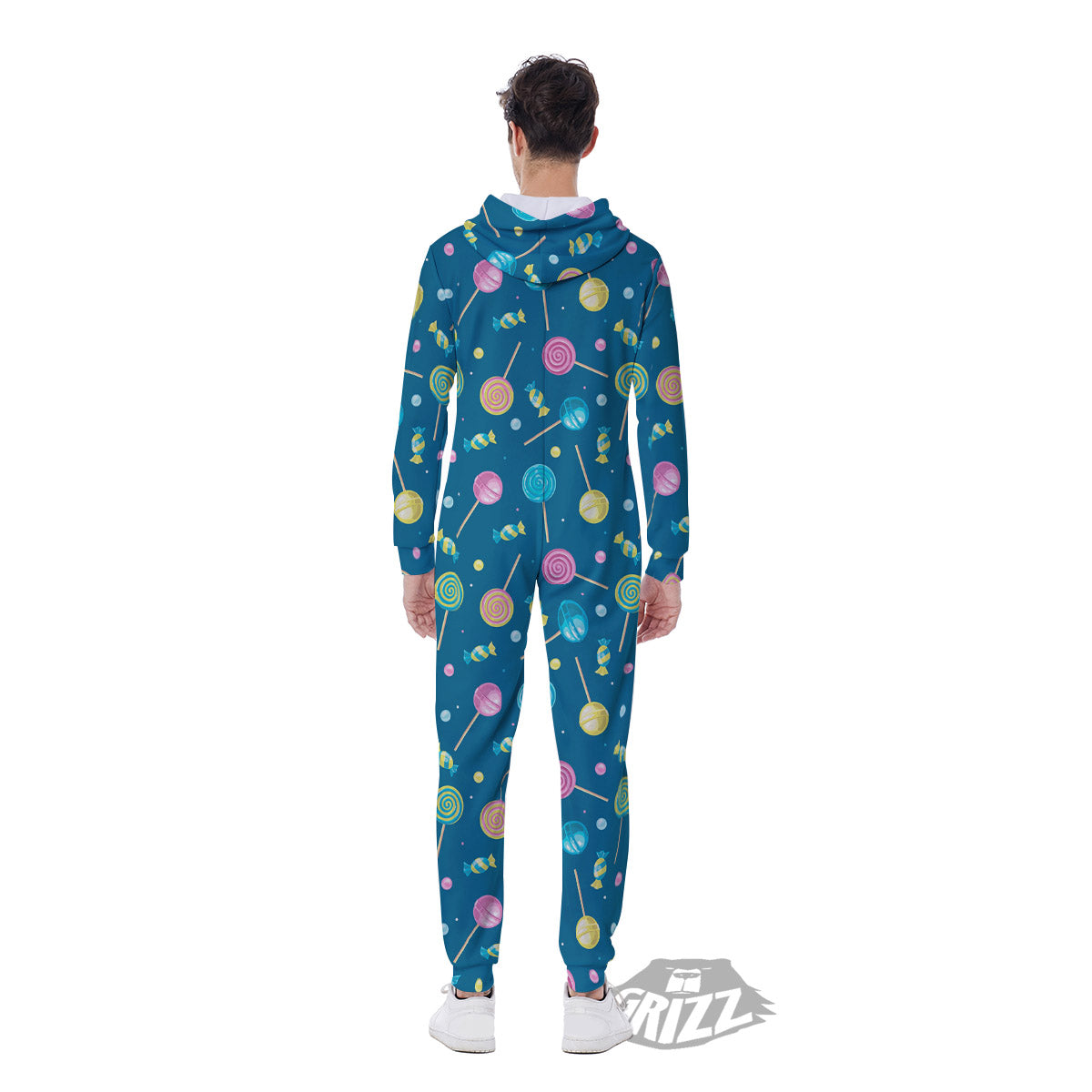 Candy Cute Print Pattern Men's Jumpsuit-grizzshop