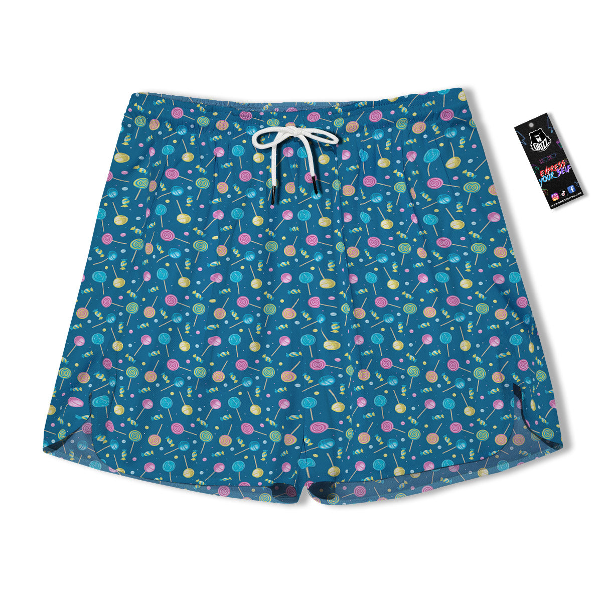 Candy Cute Print Pattern Men's Running Shorts-grizzshop