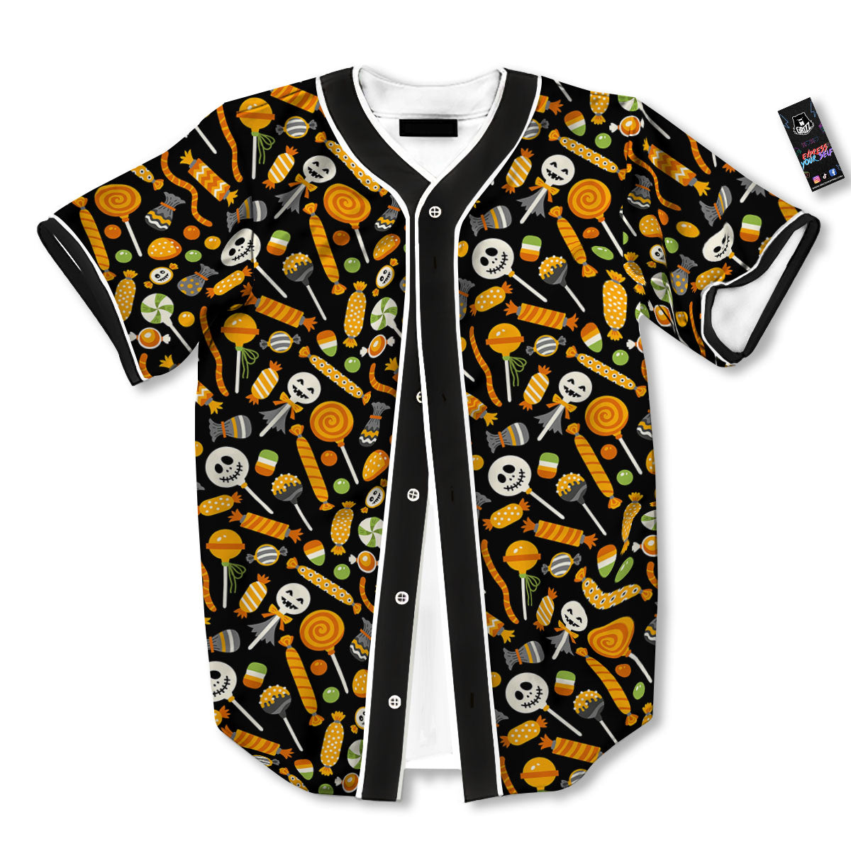 Candy Halloween Print Pattern Baseball Jersey-grizzshop