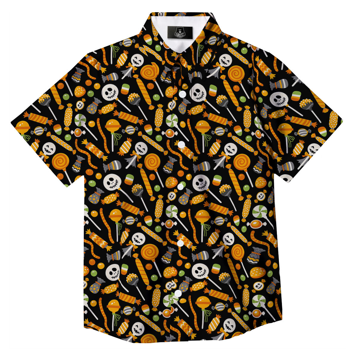 Candy Halloween Print Pattern Button Up Shirt-grizzshop