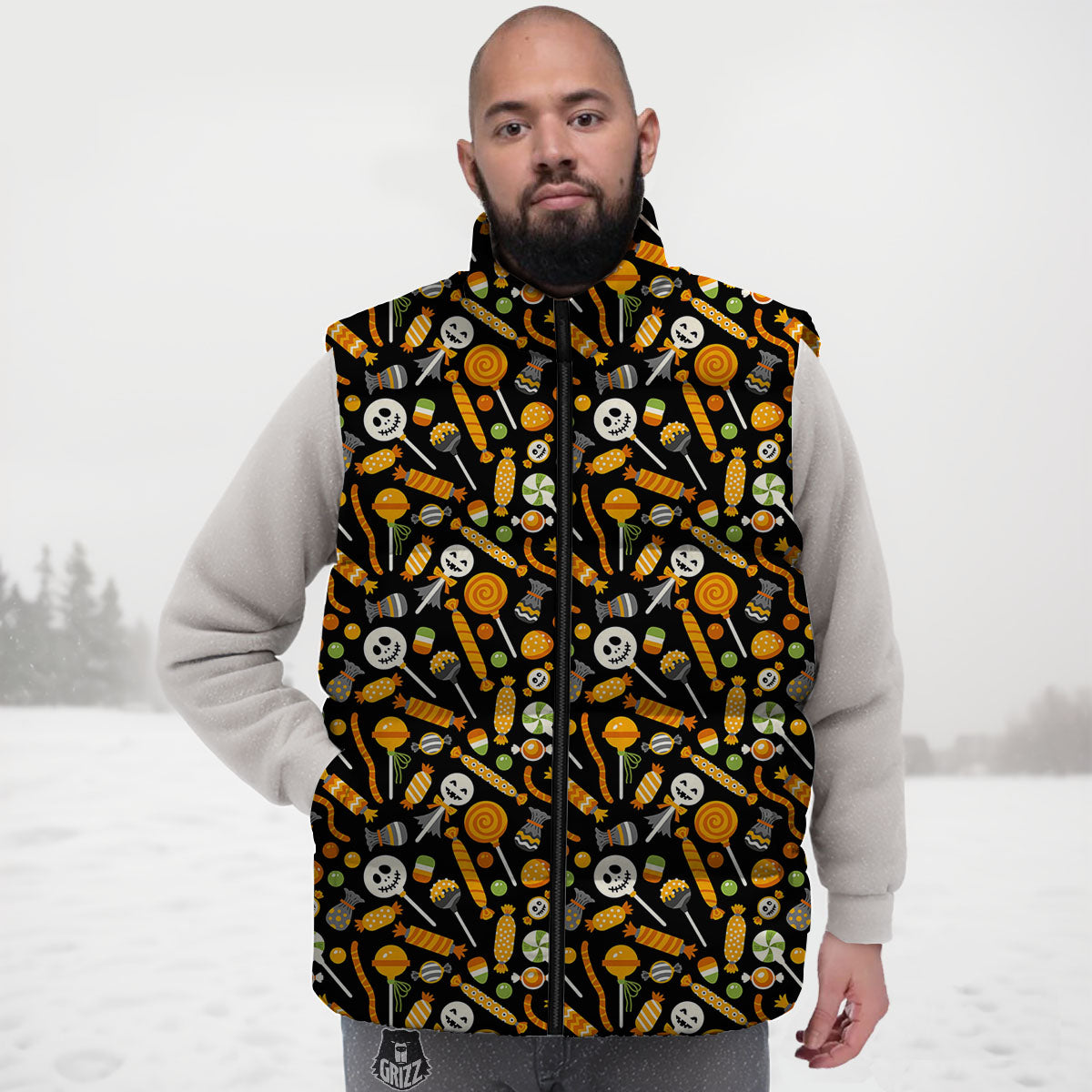 Candy Halloween Print Pattern Down Vest