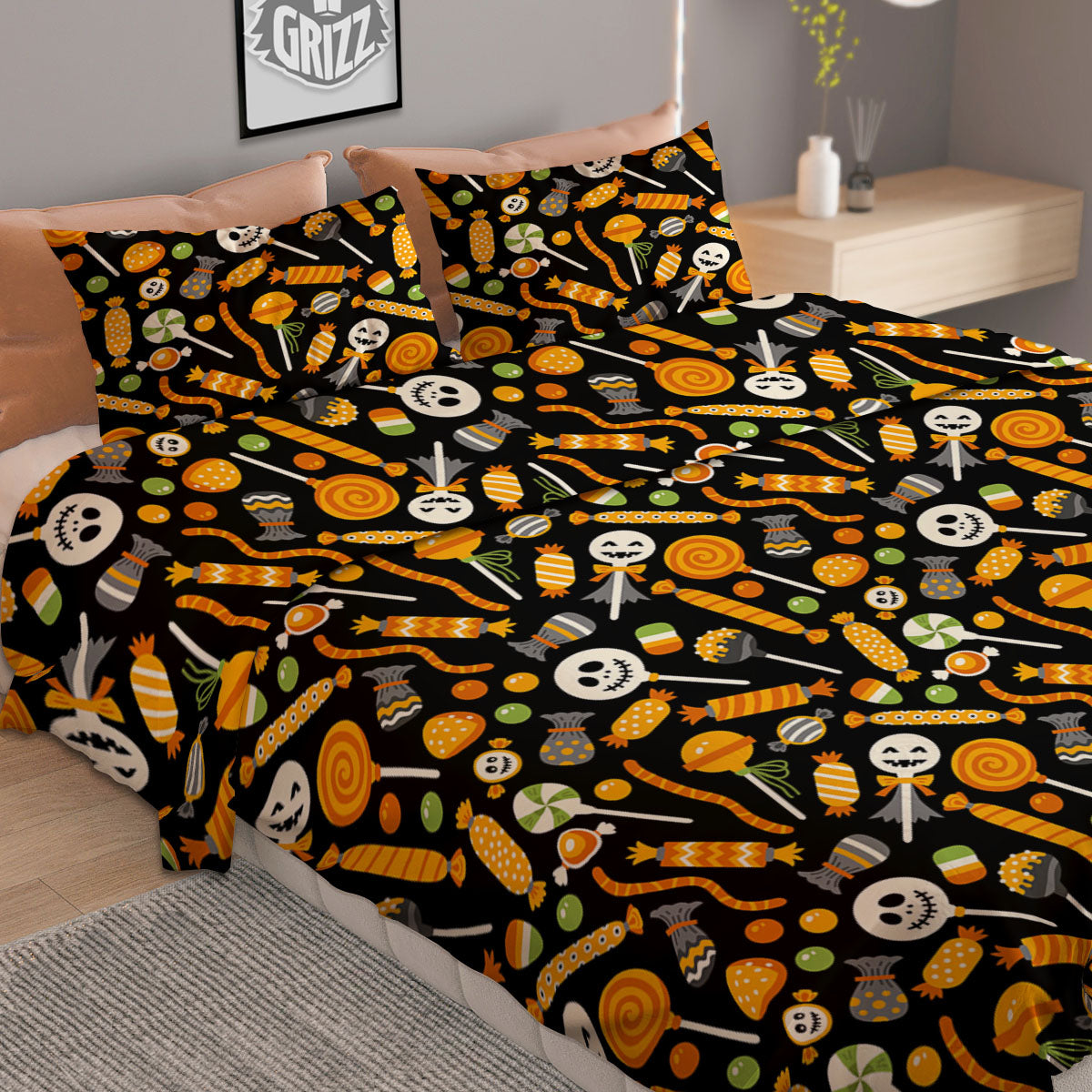 Candy Halloween Print Pattern Duvet Cover Bedding Set