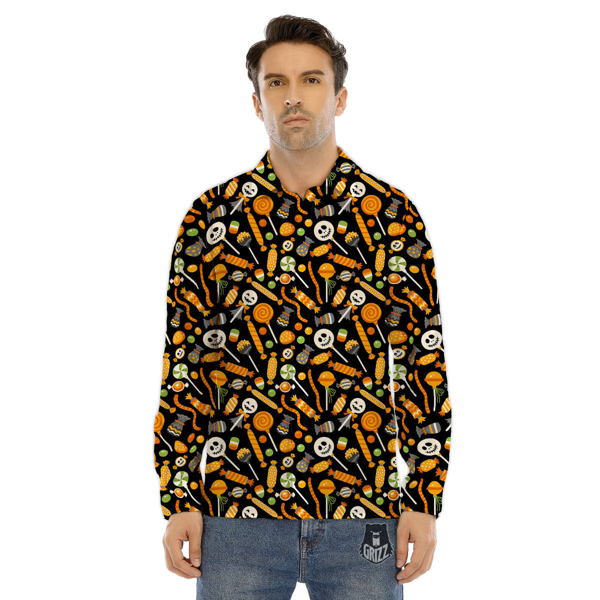 Candy Halloween Print Pattern Men's Dress Shirts-grizzshop