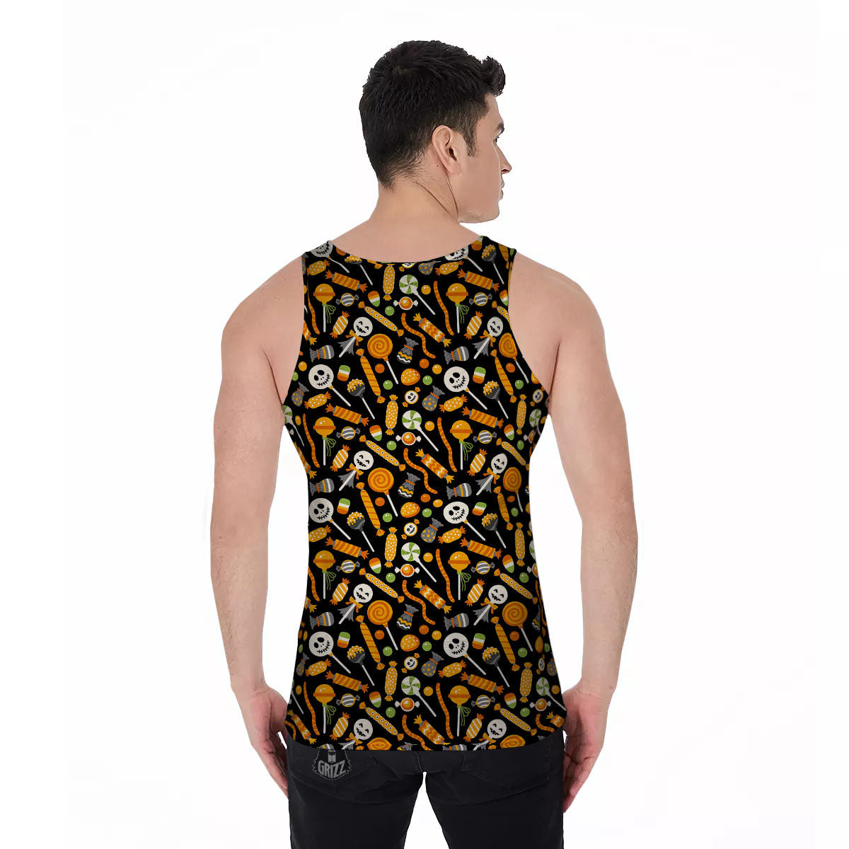 Candy Halloween Print Pattern Men's Tank Top-grizzshop