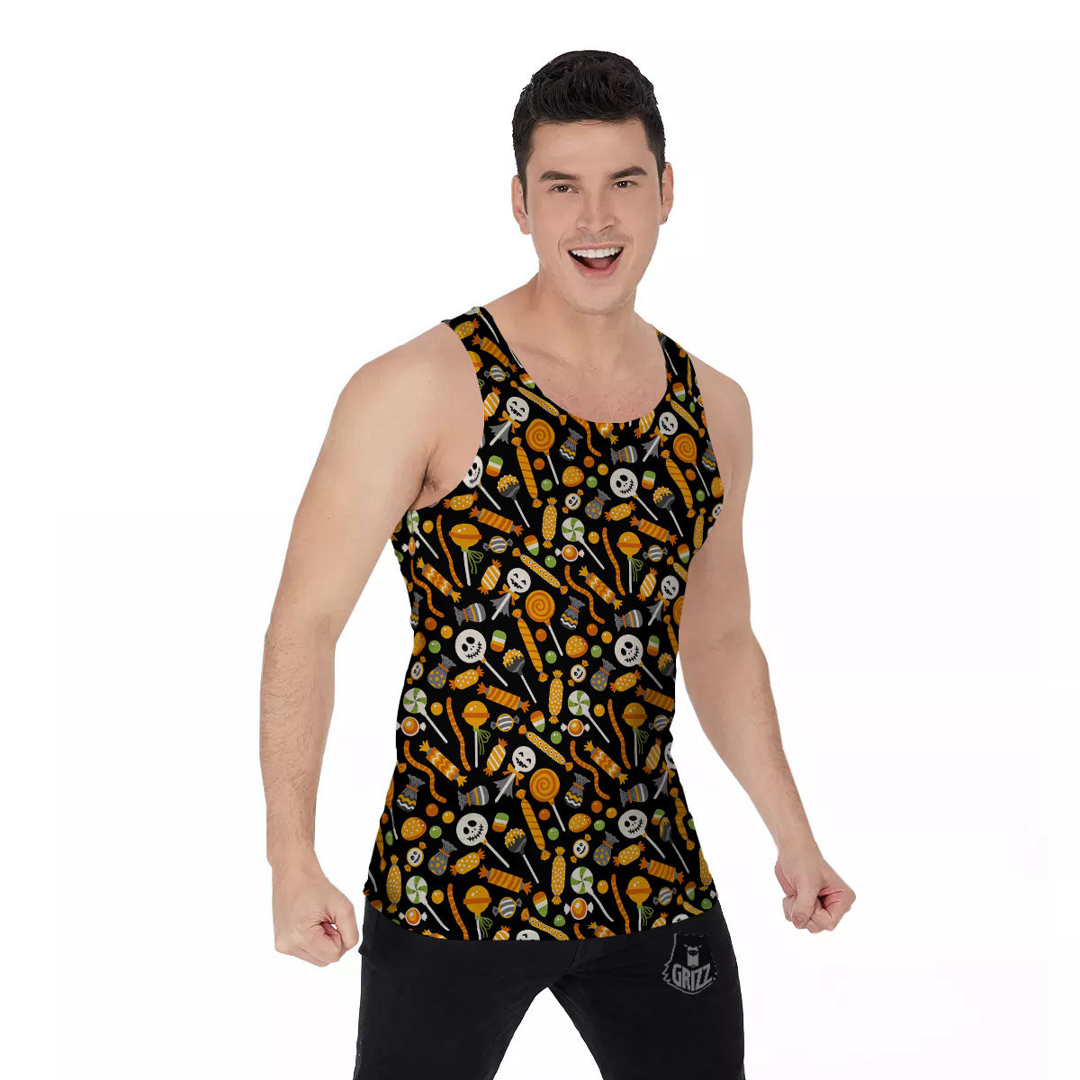 Candy Halloween Print Pattern Men's Tank Top-grizzshop
