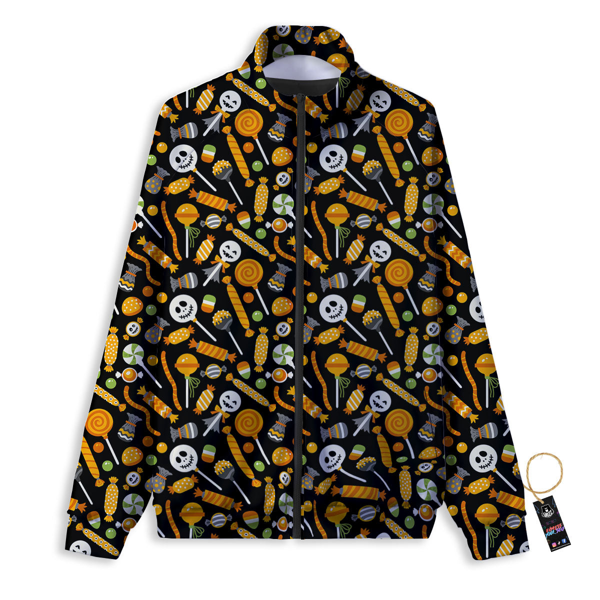 Candy Halloween Print Pattern Track Jacket-grizzshop