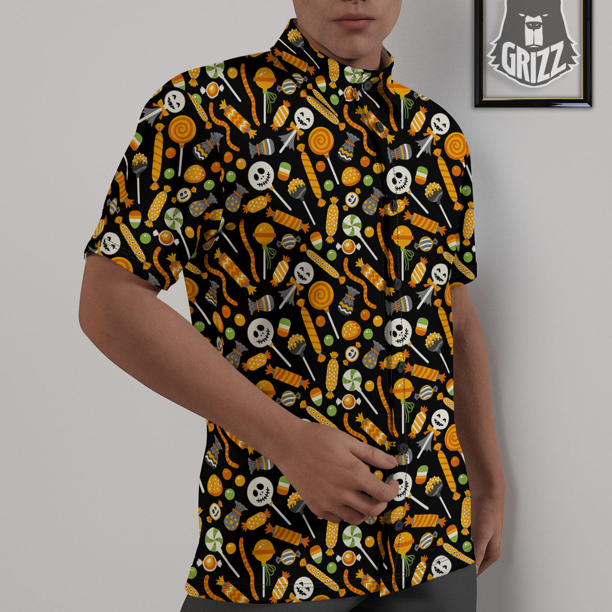 Candy Halloween Print Pattern Untucked Shirts-grizzshop