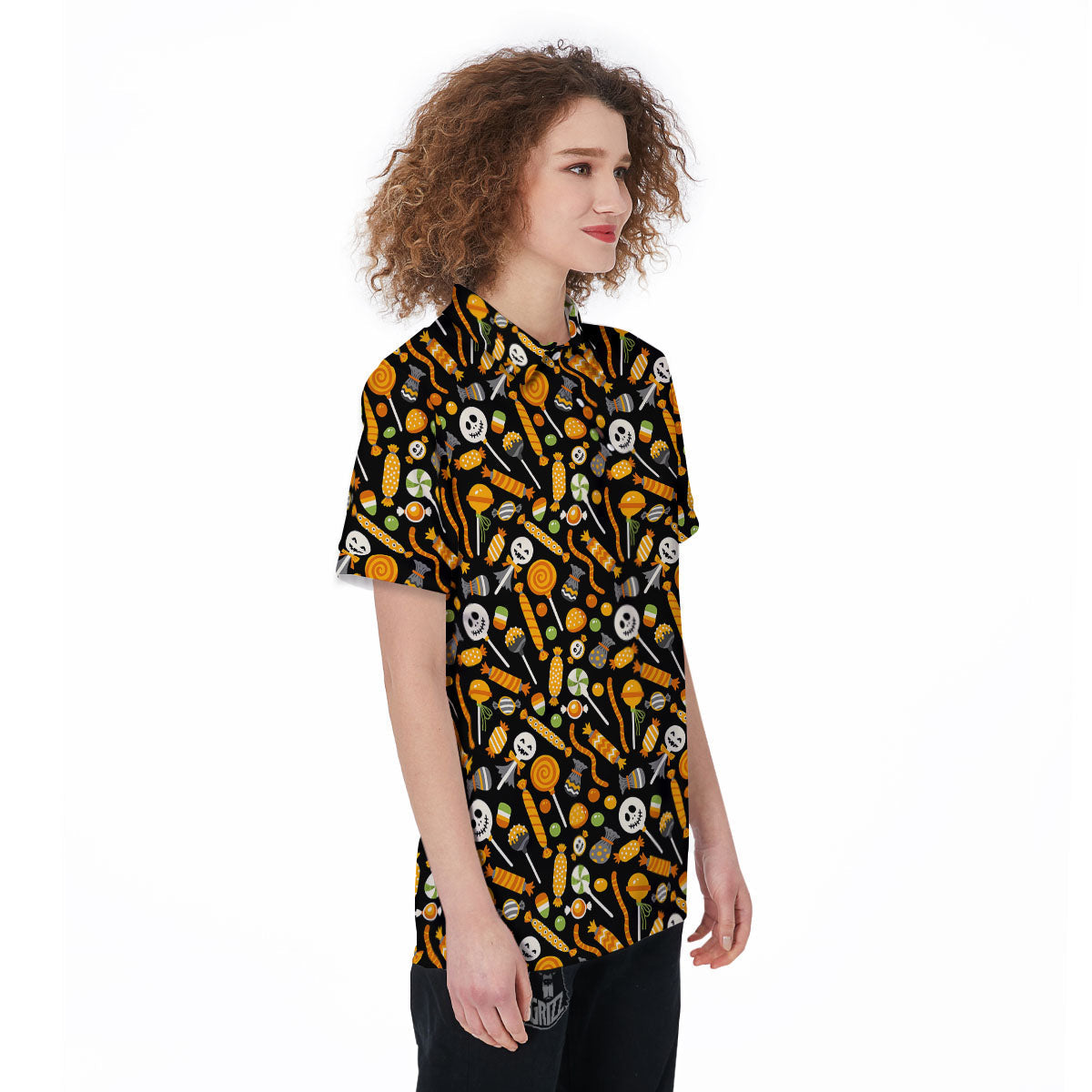 Candy Halloween Print Pattern Women's Golf Shirts-grizzshop