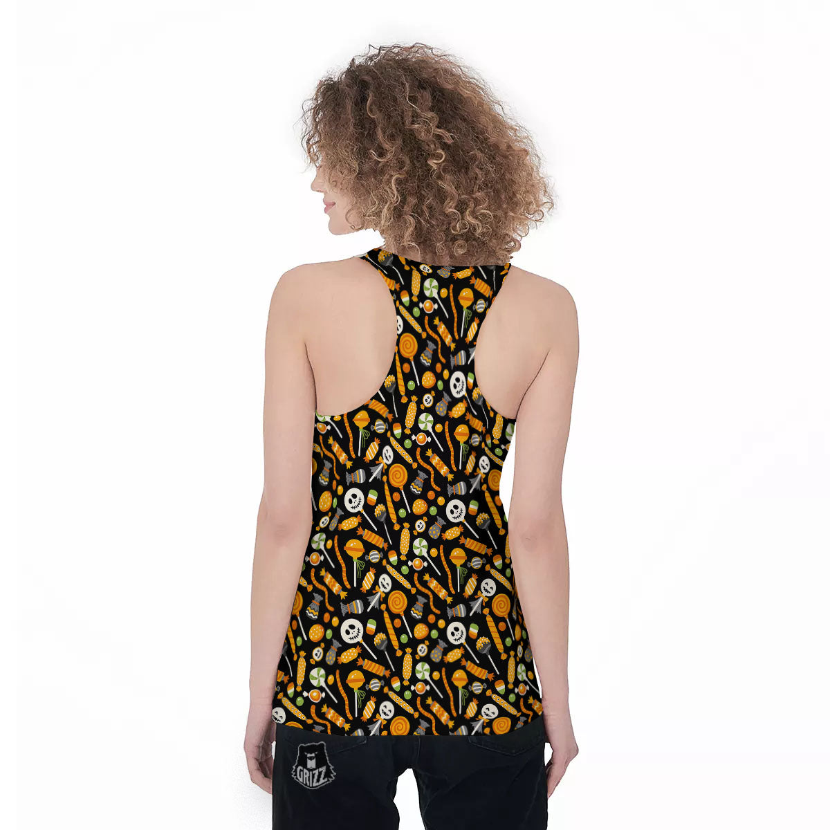 Candy Halloween Print Pattern Women's Racerback Tank Top-grizzshop