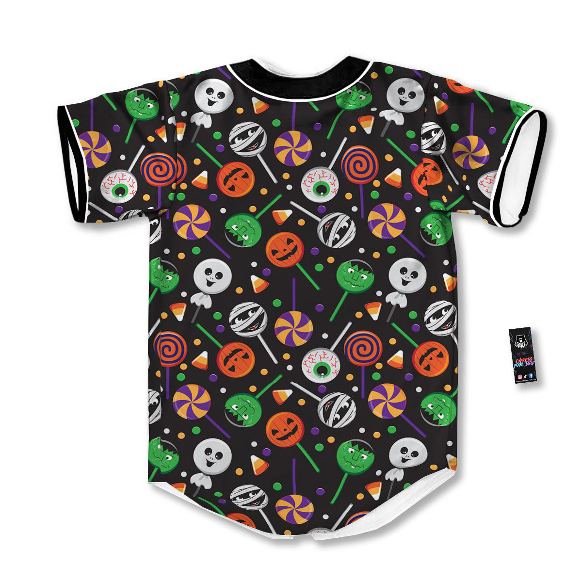 Candy Monsters Halloween Print Pattern Baseball Jersey-grizzshop