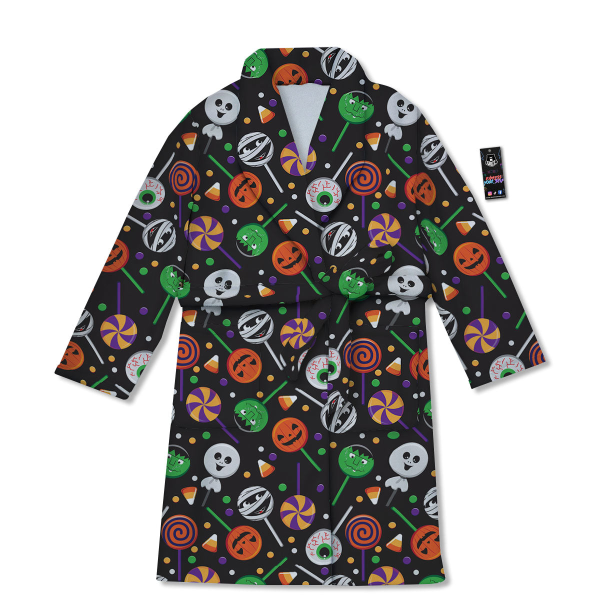 Candy Monsters Halloween Print Pattern Bathrobe-grizzshop