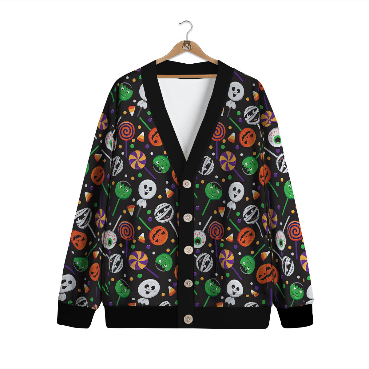 Candy Monsters Halloween Print Pattern Cardigan-grizzshop