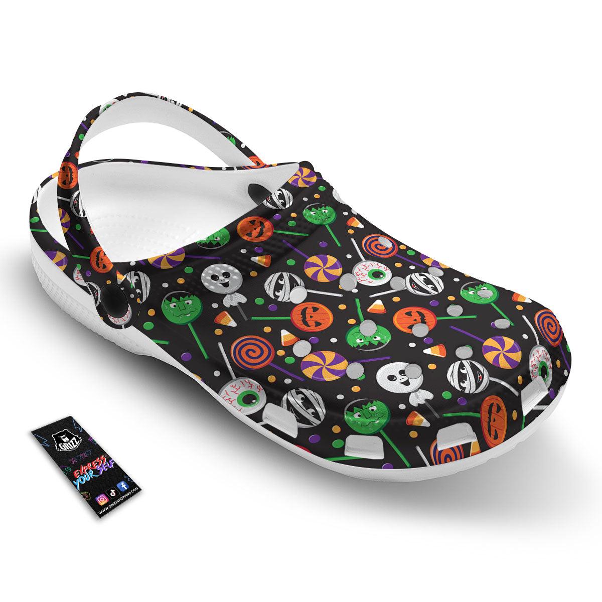 Candy Monsters Halloween Print Pattern Clog-grizzshop