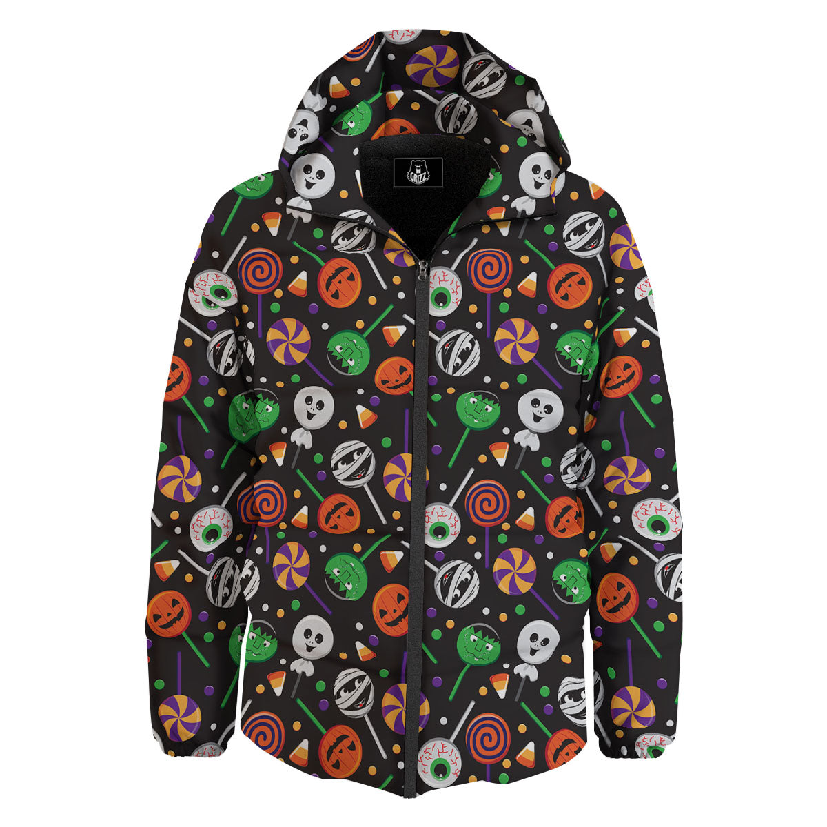 Candy Monsters Halloween Print Pattern Down Jacket-grizzshop