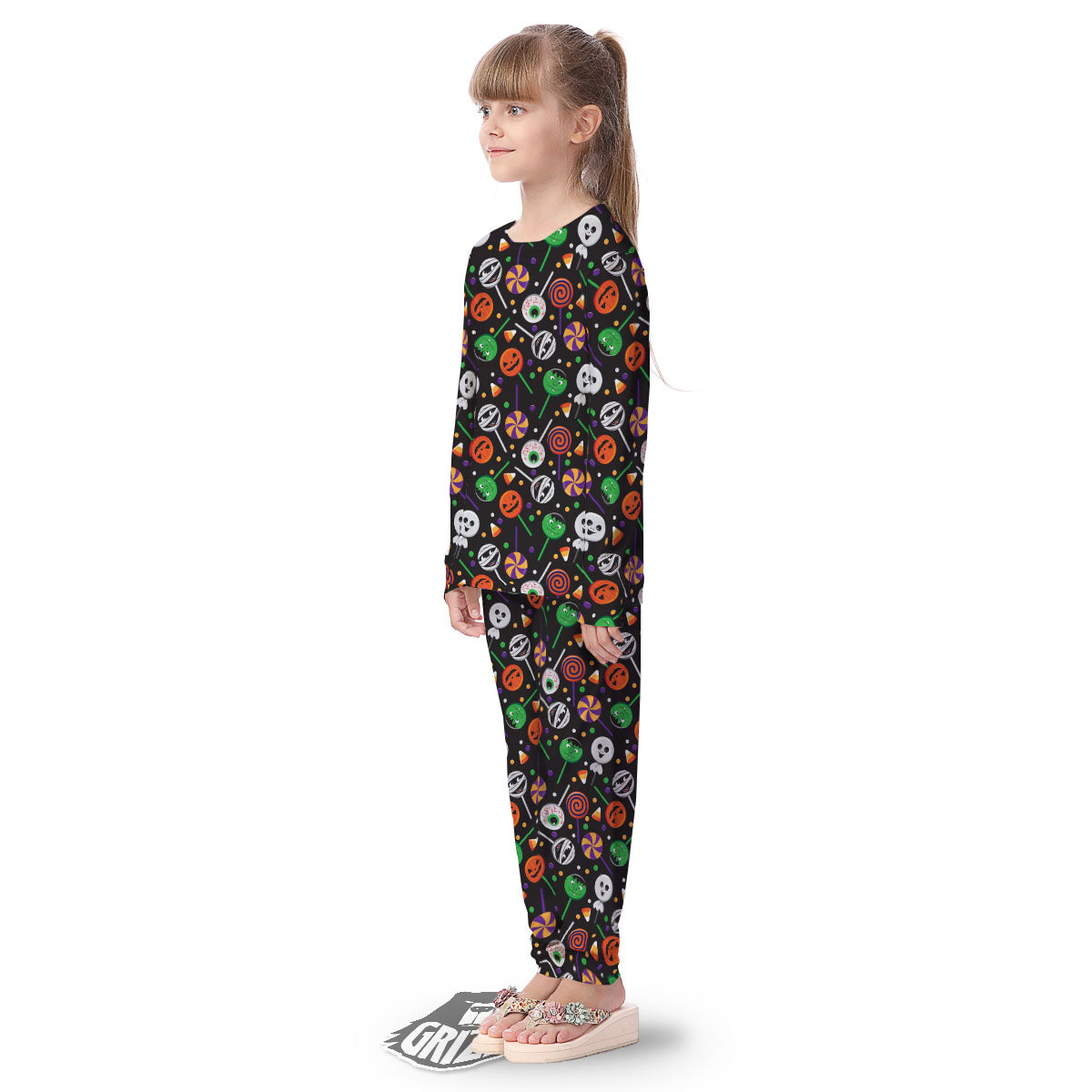 Candy Monsters Halloween Print Pattern Kid's Pajamas-grizzshop