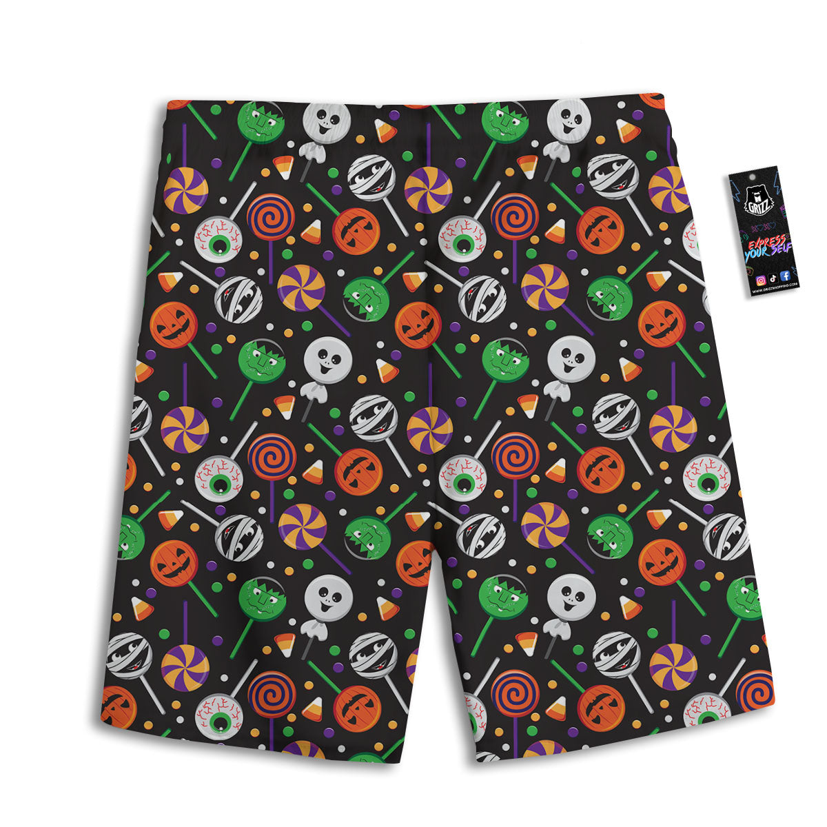 Candy Monsters Halloween Print Pattern Men's Athletic Shorts