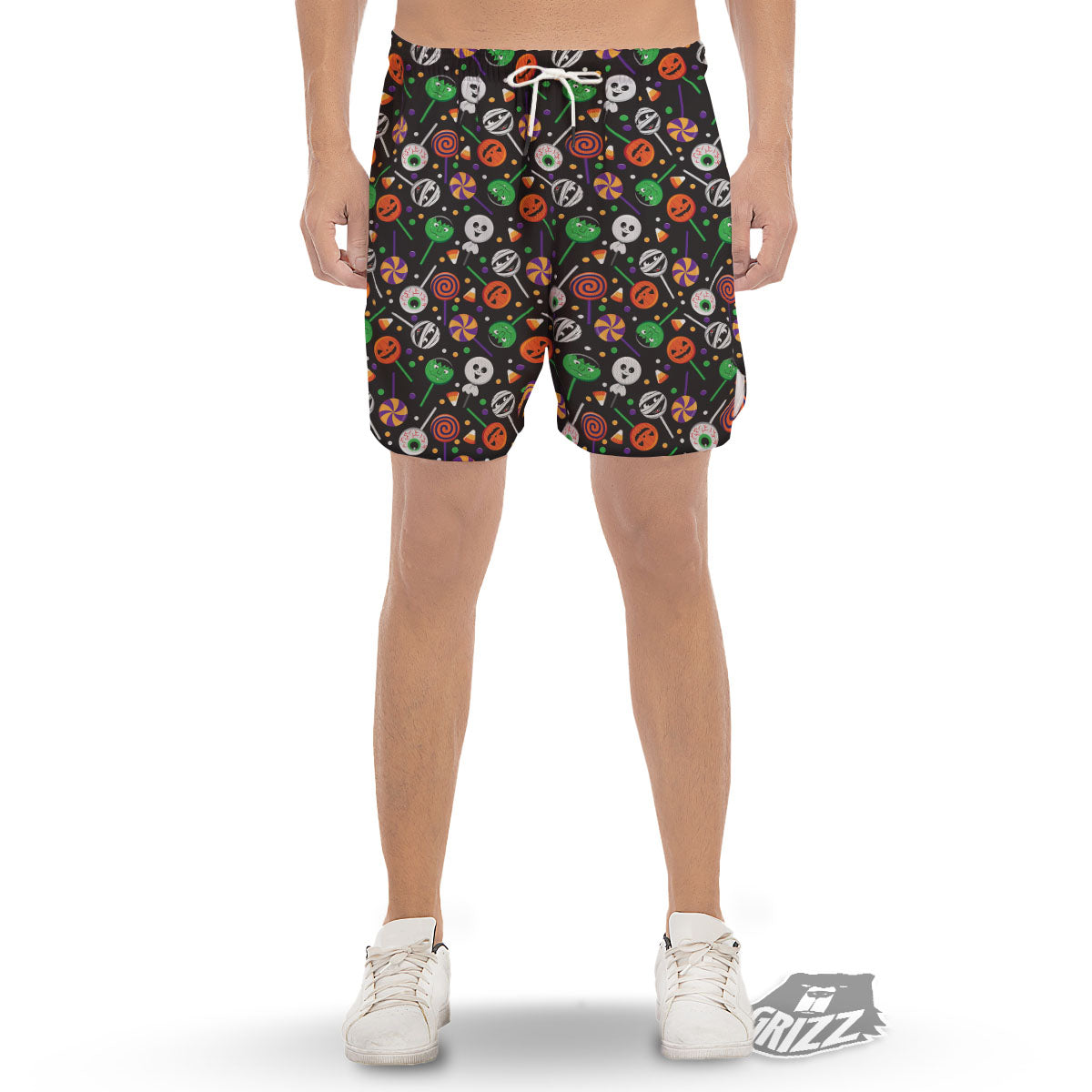 Candy Monsters Halloween Print Pattern Men's Gym Shorts-grizzshop