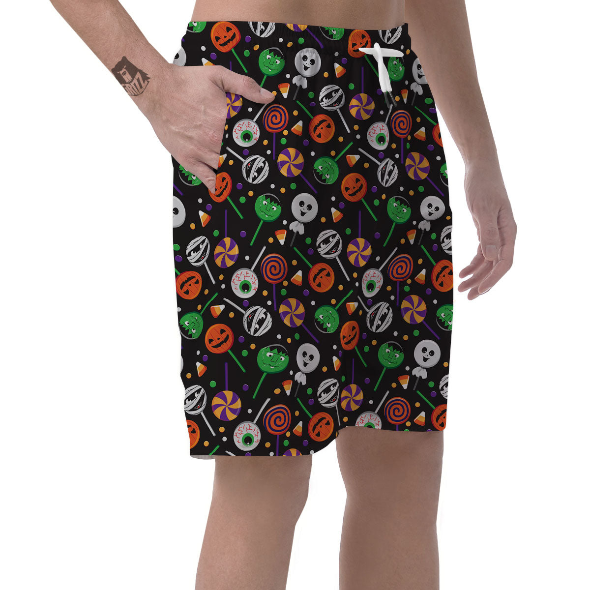 Candy Monsters Halloween Print Pattern Men's Shorts-grizzshop
