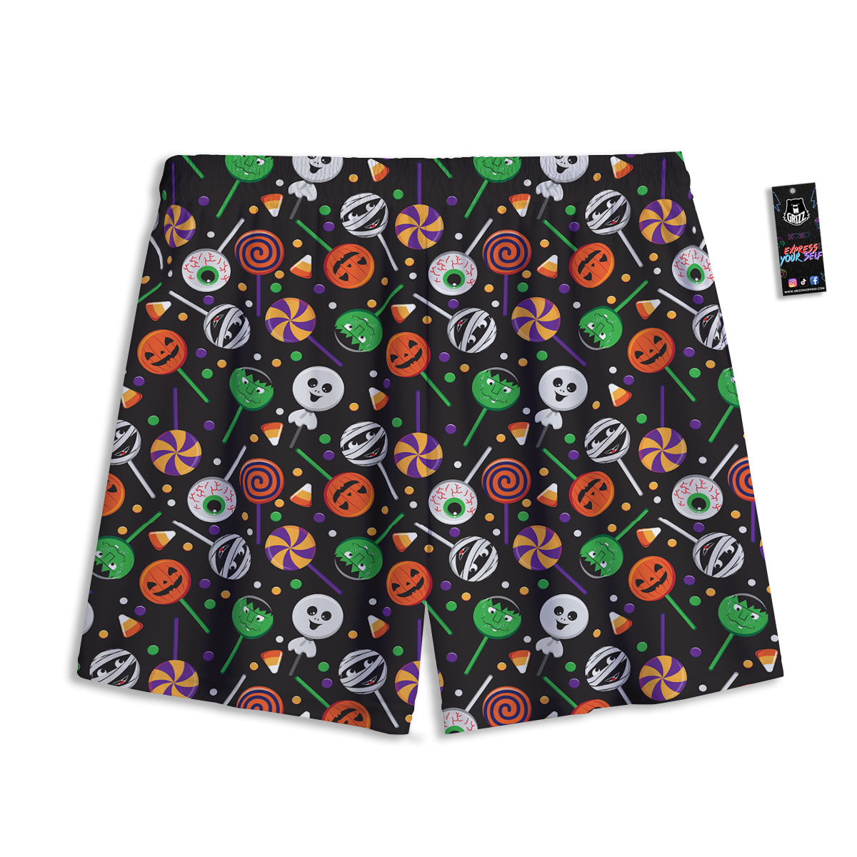 Candy Monsters Halloween Print Pattern Mesh Shorts