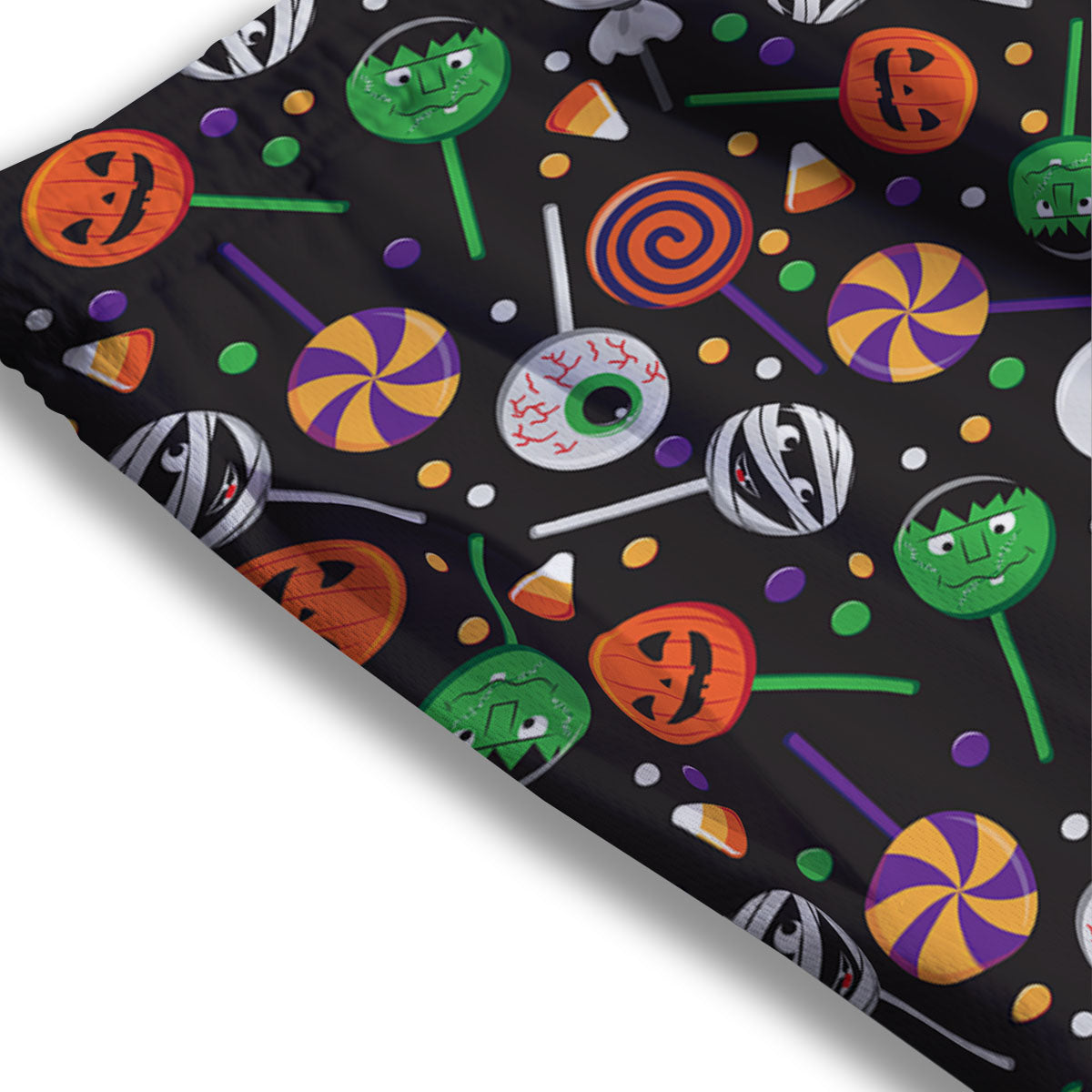 Candy Monsters Halloween Print Pattern Mesh Shorts