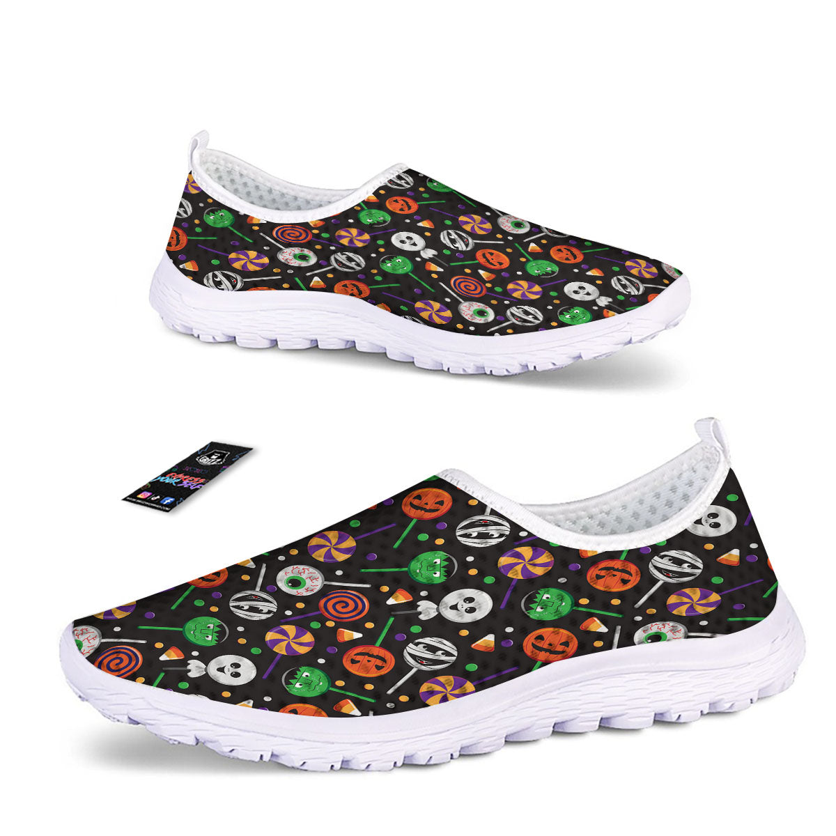 Candy Monsters Halloween Print Pattern Nurse Shoes-grizzshop
